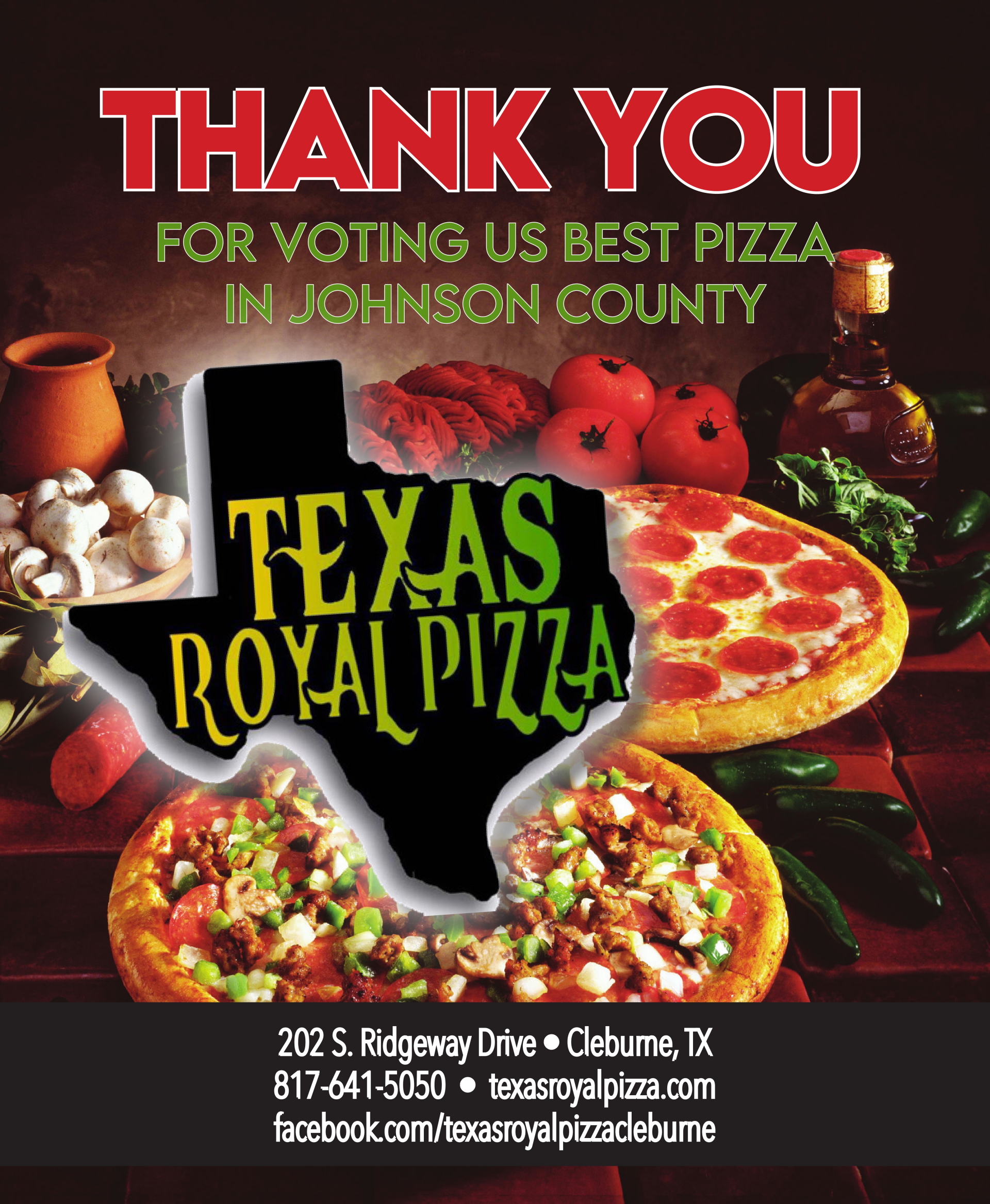 Texas Royal Pizza Menu